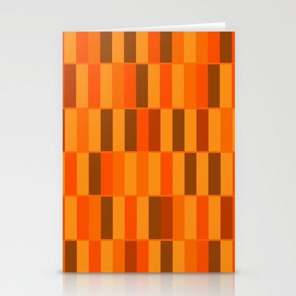 Long Blocks Retro Modern Minimalist Geometric Checked Pattern in 70s Orange and Brown Stationery Cards