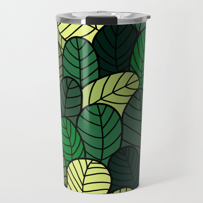 Green Leaves Abstract Travel Mug