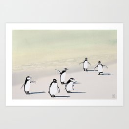 Penguin Beach Art Print