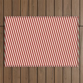 [ Thumbnail: Red & Beige Colored Pattern of Stripes Outdoor Rug ]