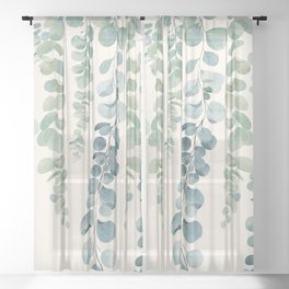 Watercolor Eucalyptus Leaves Sheer Curtain | Watercolor, Curated, Nature, Decor, Romantic, Garden, Plant, Spring, Leaves, Vine 