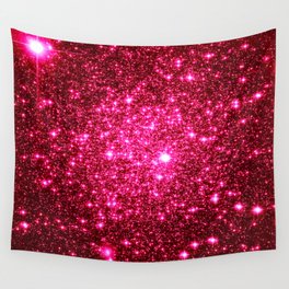 Hot Pink Glitter Galaxy Stars Wall Tapestry