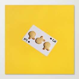 Fish Crackers on a Playing Card Canvas Print