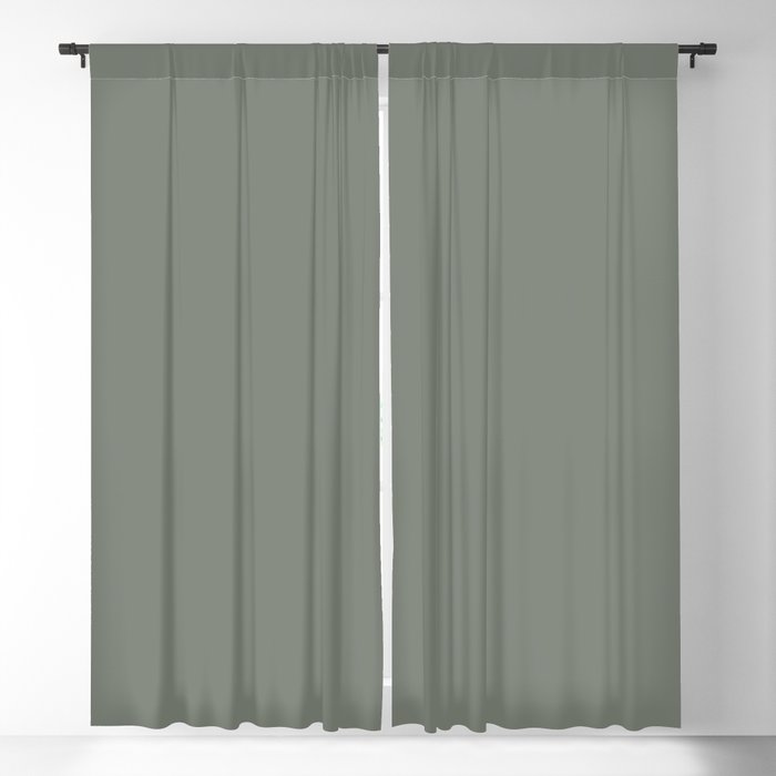 Industrial Mid Tone Grey Green Solid Color Pairs To Sherwin Williams Retreat SW 6207 Blackout Curtain