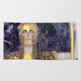 Gustav Klimt's Pallas Athena famous painting Beach Towel