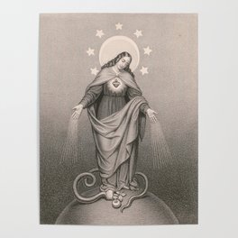 Immaculate Heart of Mary Vintage Illustration, 1874 Poster