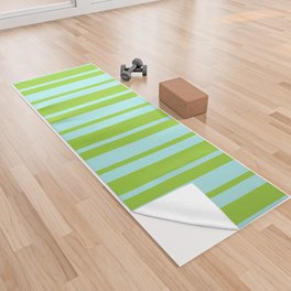 [ Thumbnail: Green and Turquoise Colored Stripes Pattern Yoga Towel ]