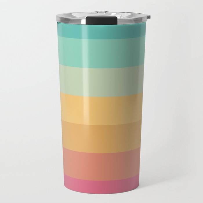 Funky Munky - Classic Colorful 70s Vintage Style Retro Stripes Travel Mug