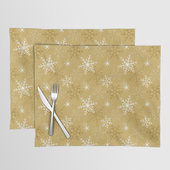 Christmas Pattern Yellow Retro Snowflake Placemat