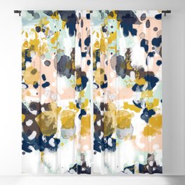 Sloane - Abstract painting in modern fresh colors navy, mint, blush, cream, white, and gold Blackout Curtain