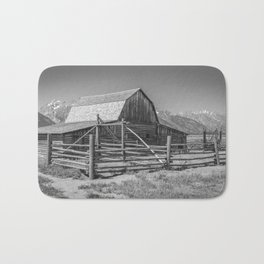 Barn in Wyoming Black and White Gifts Bath Mat