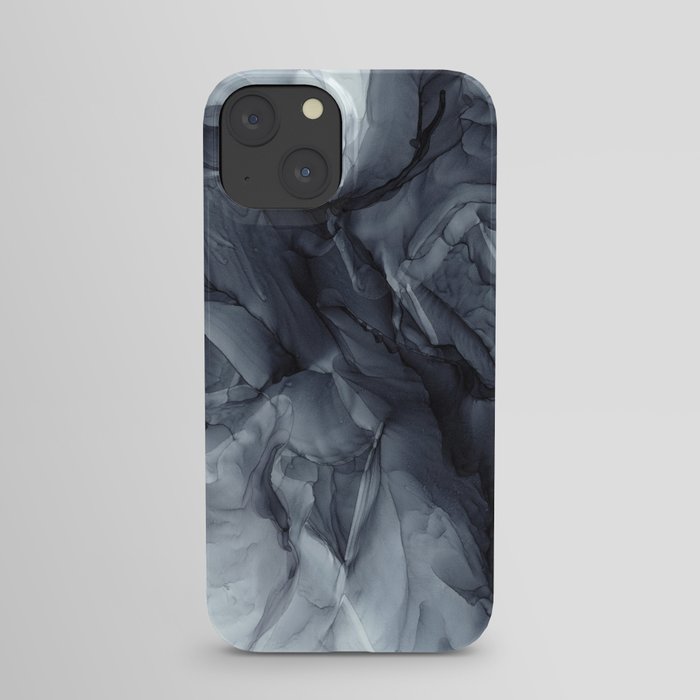 Gray Black Gradient Dramatic Flowing Abstract Painting iPhone Case