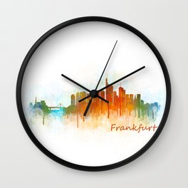 Frankfurt am Main, City Cityscape Skyline watercolor art v3 Wall Clock