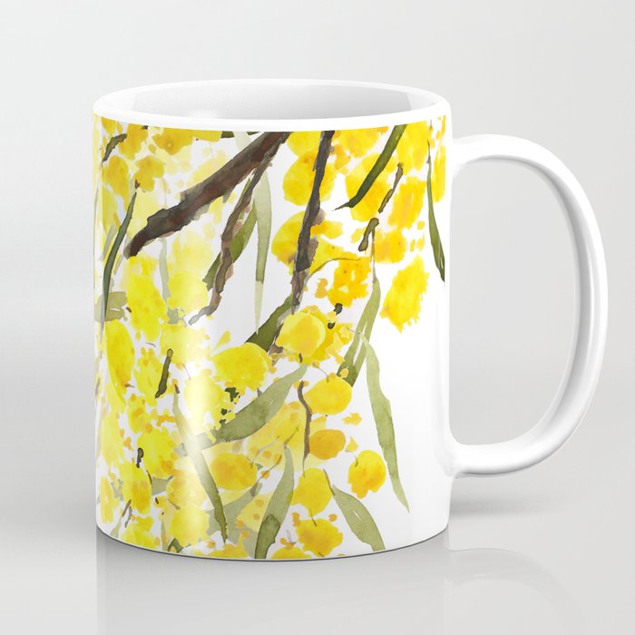 Godlen wattle flower watercolor Coffee Mug