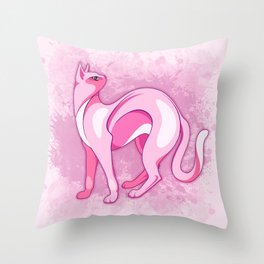 Pink Cat Mood Throw Pillow