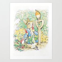 “Peter Rabbit Eats a Carrot” by Beatrix Potter Art Print