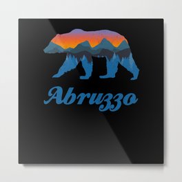 Vintage Abruzzo Bear Sunset Mountain Tree Metal Print