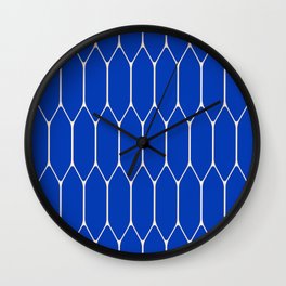 Long Honeycomb Minimalist Geometric Pattern in Bright Blue and Cream  Wall Clock