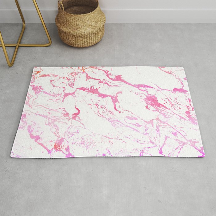 Modern pink purple watercolor white marble pattern Rug