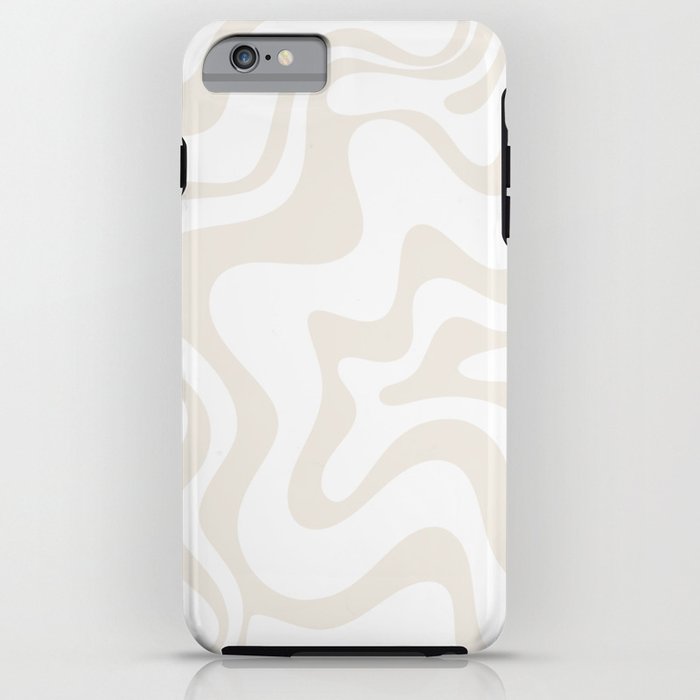 Liquid Swirl Abstract Pattern in Pale Beige and White iPhone Case
