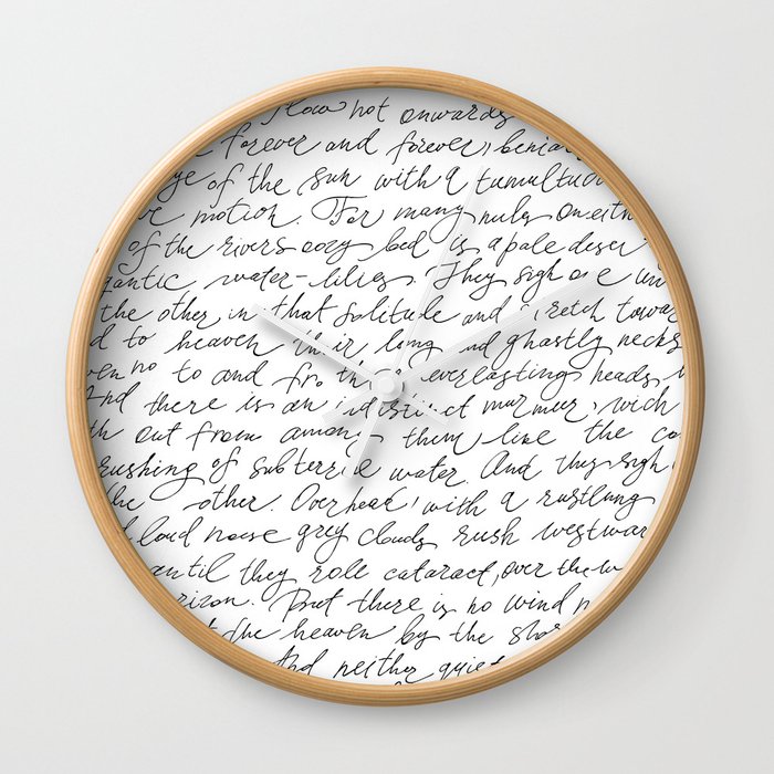 Script Text Book Page Letter Wall Clock