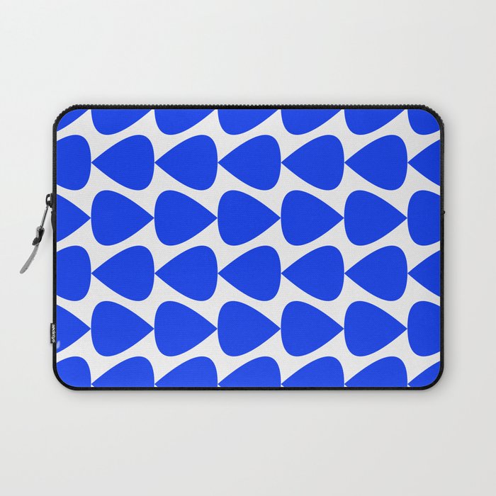 Plectrum Geometric Minimalist Pattern in Electric Blue and White Laptop Sleeve