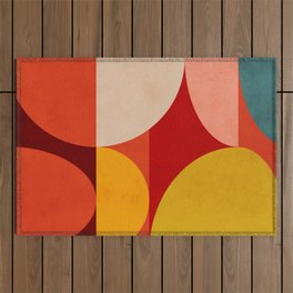 shapes of red mid century art Outdoor Rug