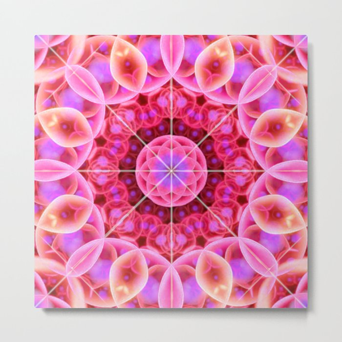 Pink and Violet Healing Mandala Metal Print