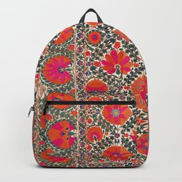 Kermina Suzani Uzbekistan Colorful Embroidery Print Backpack | Floral, Suzani, Beautiful, Kermina, Carpet, Digital, Antique, Colorful, Uzbek, Bohemian 