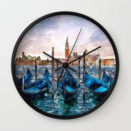Gondolas in Venice Wall Clock