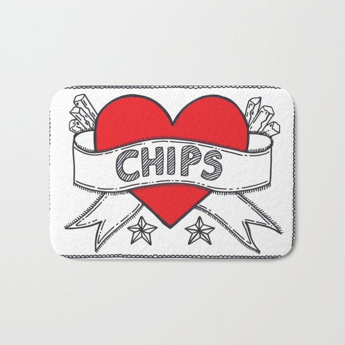 I Heart Chips Bath Mat