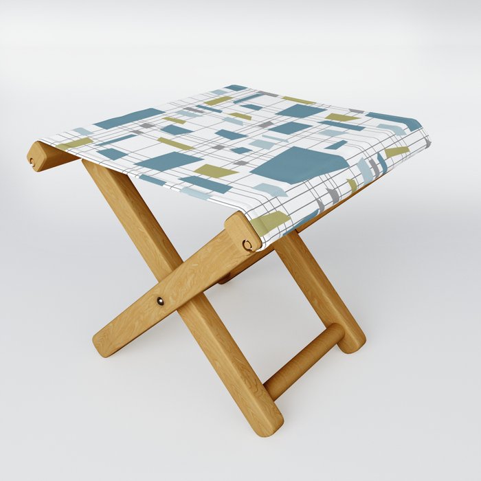 Retro Geometric Abstract Pattern Folding Stool