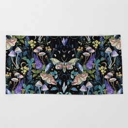 Crystals Moth Mushrooms Beach Towel