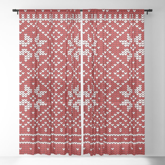 Christmas Snowflake Wool Pattern Sheer Curtain