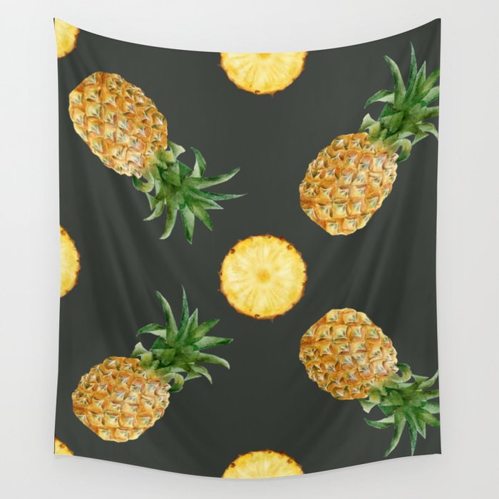 Trendy Summer Pattern with Pineapples Wall Tapestry