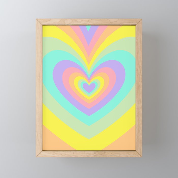 Colorful Rainbow Psychedelic Hearts Framed Mini Art Print