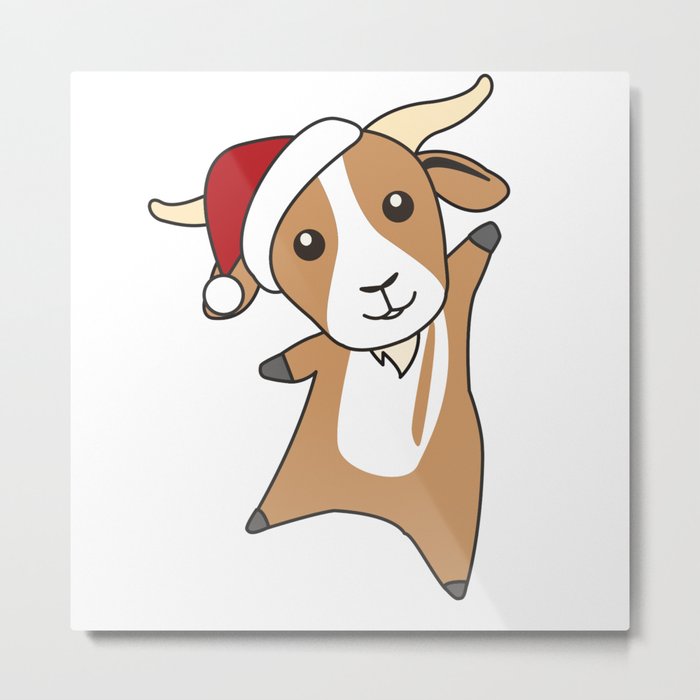 Goat Christmas Goats Winter Animals Metal Print