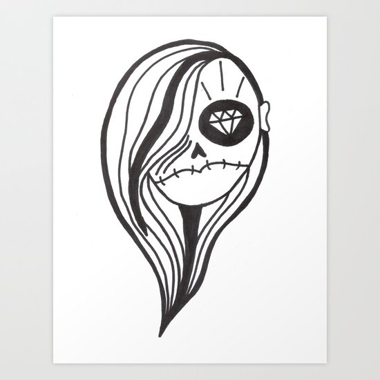 Skull Girl Art Print