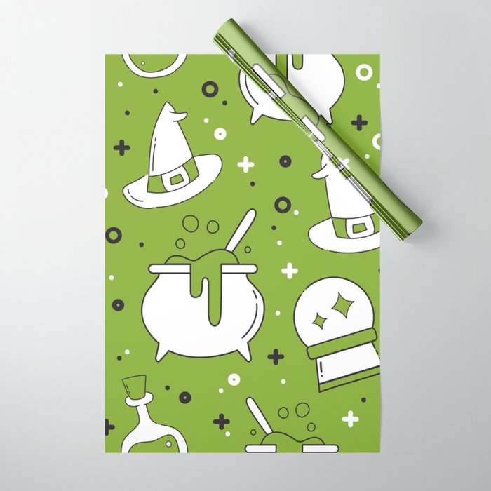 Scary Witch Halloween Background Wrapping Paper