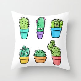 cheerful cacti, fun cactuses, cheery cacti Throw Pillow