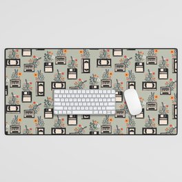 Fun retro VHS, Floppy and Cassette Pattern Desk Mat