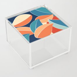 Soft Colorful Leaves Foliage Abstract Nature Art Drawing In Retro 70s & 80s Color Palette Acrylic Box