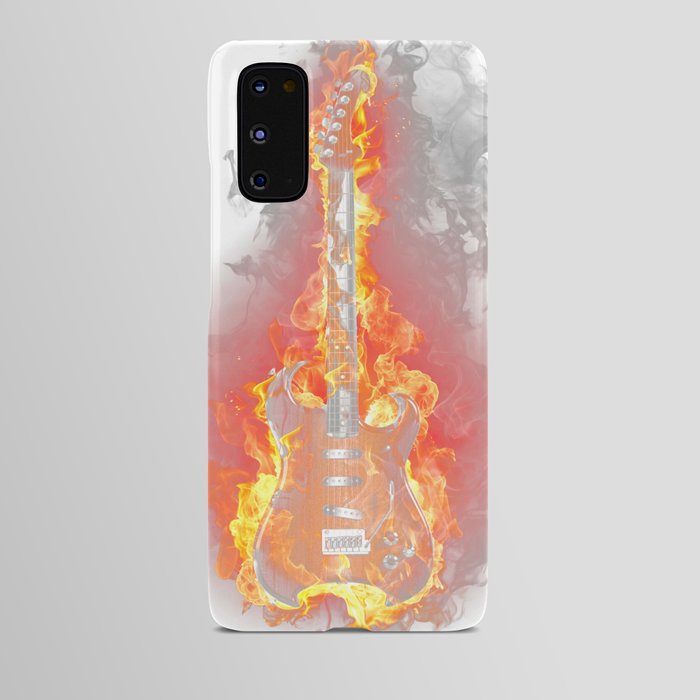 Flaming red electric guitar, Guitar Musical instrument Graphic design, Musical instruments guitar, effect, poster, computer Wallpaper Android Case