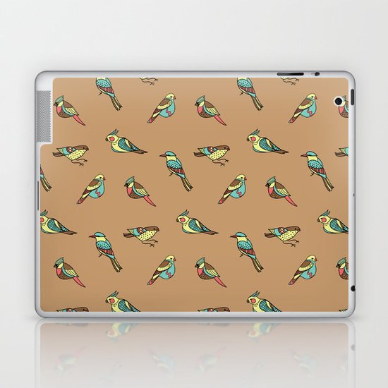 doodle birds - brown Laptop & iPad Skin