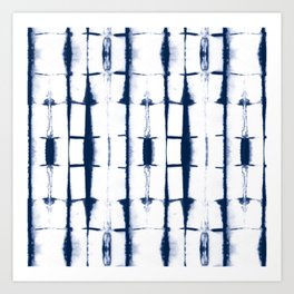 Shibori Stripes 4 Indigo Blue Art Print
