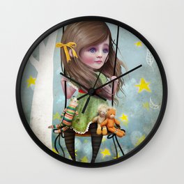 Willow Wall Clock | Illustration, Moon, Doll, Nurseryroomart, Blue, Daughter, Tree, Cute, Digital, Popart 