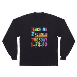 Teaching 2nd Grade On Twosday Funny 22 February 2-22-2022 Long Sleeve T Shirt