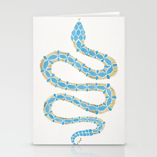 Serpent – Cornflower Blue & Gold Stationery Cards