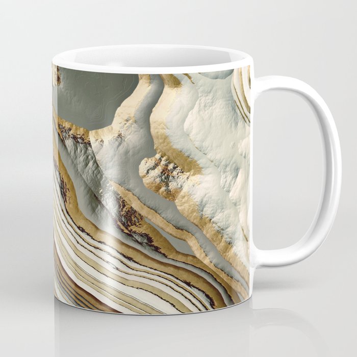 White Gold Agate Abstract Coffee Mug