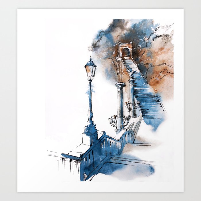 Watercolor painting. Budapest. Art Print